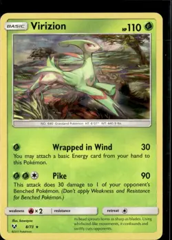 Pokemon Virizion 8/73 Shining Legends Holo Rare 2 Card Lot LP - Image 1