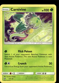 Pokemon Carnivine 6/73 Shining Legends Non Holo Uncommon 2 Card Lot LP - Image 1