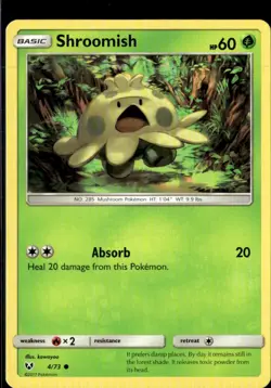 Pokemon Shroomish 4/73 Shining Legends Non Holo Common  2 Card Lot LP - Image 1