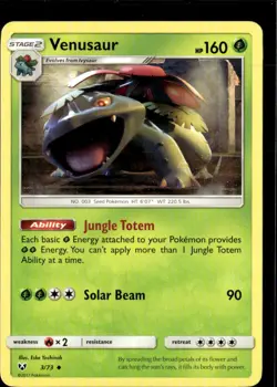 Pokemon Venusaur 3/73 Shining Legends Non Holo Uncommon 2 Card Lot LP - Image 1