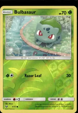 Pokemon Bulbasaur 1/73 Shining Legends Reverse Holo Common  2 Card Lot LP - Image 1