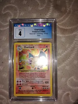 1999 Pokemon Base Set Unlimited #4 Charizard-Holo CGC 4 - Image 4