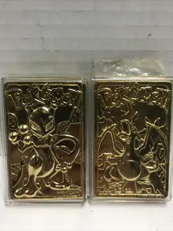 1999 Pokemon 23 Karat Gold Plated Trading Card Charizard Mewtwo Nintendo Flame - Image 1