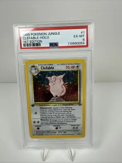1999 Pokemon TCG Clefable Jungle Holo Card 1/64 Unlimited Rare 1st EDITION PSA 6 - Image 1
