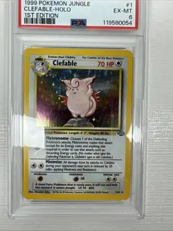 1999 Pokemon TCG Clefable Jungle Holo Card 1/64 Unlimited Rare 1st EDITION PSA 6 - Image 4