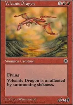 MTG Volcanic Dragon, Portal, Moderately Played, English - Image 1