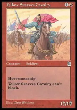 MTG Yellow Scarves Cavalry, Portal Three Kingdoms, Heavily Played, English - Image 1