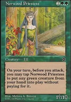 MTG Norwood Priestess, Portal Second Age, Damaged, English - Image 1