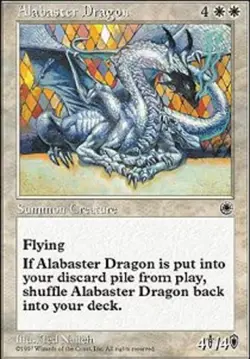 MTG Alabaster Dragon, Portal, Heavily Played, English - Image 1