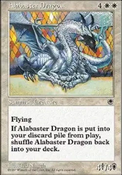 MTG Alabaster Dragon, Portal, Heavily Played, English - Image 2