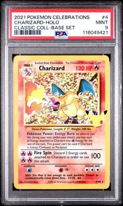 Charizard PSA 9 Celebrations Classic 4/102 Holo Base Set 2021 Pokemon Card - Image 1