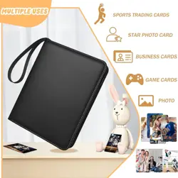 9 Pockets Trading Card Binder with 900 Double-Sided Pockets, PU Zipper Top Loade - Image 2