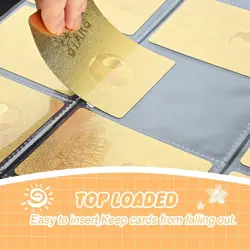 9 Pockets Trading Card Binder with 900 Double-Sided Pockets, PU Zipper Top Loade - Image 3