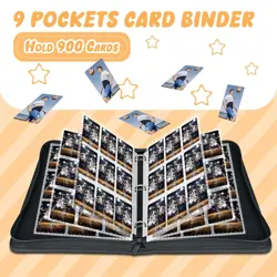 9 Pockets Trading Card Binder with 900 Double-Sided Pockets, PU Zipper Top Loade - Image 5