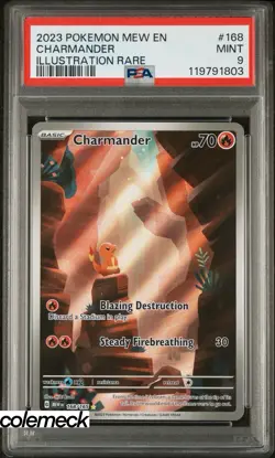 PSA 9 Mint Charmander Illustration Rare #168 Pokemon 2023 Scarlet & Violet 151 - Image 1