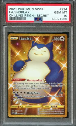 PSA 10 GEM MINT SNORLAX SECRET RARE CHILLING REIGN 224/198 2021 POKEMON TCG - Image 3