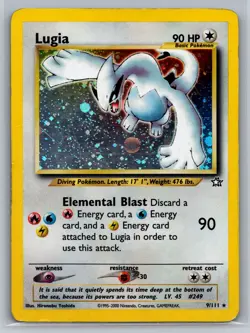 Pokémon TCG Lugia Neo Genesis 9/111 Holo Unlimited 1995-2000 Holo Rare- HP - Image 1
