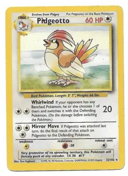 Pidgeotto 022/102 Base Set Regular Vintage Pokemon TCG WoTC - Image 1