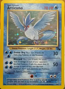 Pokemon TCG Vintage Articuno Unlimited Fossil 2/62 Holo Rare - Image 1