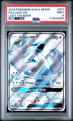 2018 LUGIA GX 207/214 FULL ART PSA 9 POKEMON LOST THUNDER GRADED CARD - Image 3