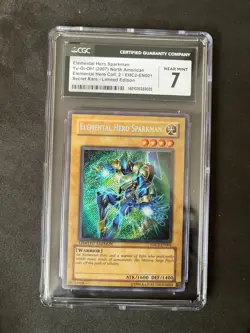 CGC 7 Near Mint Elemental Hero Sparkman EHC2-EN001 - Yu-Gi-Oh! Graded Card - Image 1