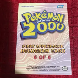 2000 Topps Pokemon The Movie First Appearance Holo Foil Card HOOTHOOT #6. - Image 2