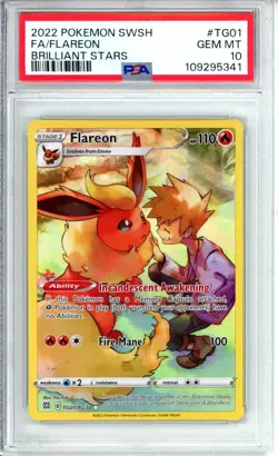 2022 Pokemon SWSH Brilliant Stars Flareon Trainer Gallery Holo #TG01/TG30 PSA 10 - Image 1
