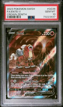 PSA 10 Pokemon Crown Z Entei V #GG36, Suicune V #GG38, Raikou V #GG41 - Image 1