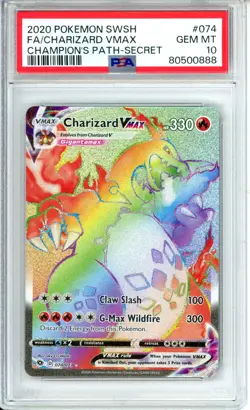 PSA 10 Charizard VMAX Full Art Holo #074/073 Pokemon SWSH Champion's Path Secret - Image 1