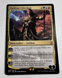 MTG Mythic Rare Sarkhan Unbroken Dragons of Tarkir LP Regular Planeswalker DTK  - Image 1