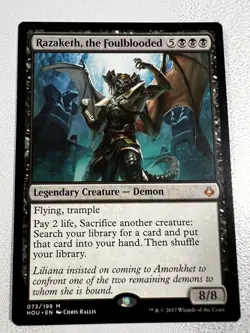 MTG Mythic Rare Demon Razaketh, the Foulblooded Hour of Devastation HOU English  - Image 1