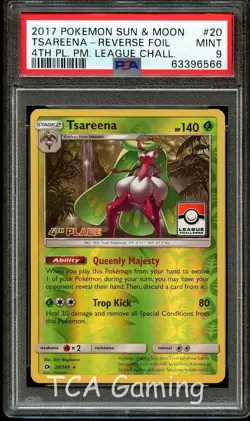 PSA 9 MINT Tsareena 20/149 4th Place LEAGUE HOLO PROMO Pokemon Card 566 - Image 1