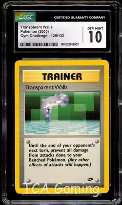 CGC 10 GEM MINT Transparent Walls 125/132 Gym Challenge Pokemon Card 009 - Image 1