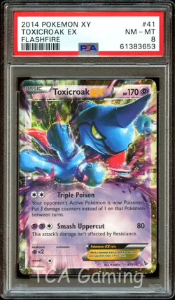 PSA 8 NM-MINT Toxicroak EX 41/106 HOLO RARE XY FlashFire Pokemon Card 653 - Image 1