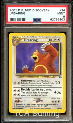 PSA 9 MINT Ursaring 34/75 RARE Neo Discovery Pokemon Card 803 - Image 1