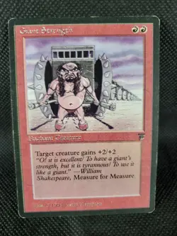 Error Giant Strength Legends LP English Red MTG Magic the Gathering 1994 Bleed - Image 1