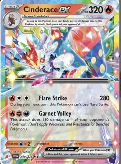 Cinderace EX Stellar Crown Double Rare Holo Card 028/142 Sv07 - Image 2