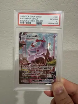 Espeon Vmax PSA 10 Fusion Strike Alt Art Pokemon Card 270/264 Full Art 2021 FA - Image 1