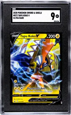 2020 Pokemon Sword & Shield #072 Tapu Koko V Ultra Rare SGC 9 - Image 1