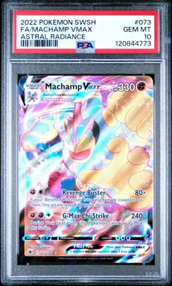 2022 Pokemon SWSH Full Art Machamp Vmax 073/189 Astral Radiance PSA 10 - Image 1