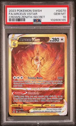 2023 Pokemon SWSH Full Art Arceus Vstar GG70/GG70 Crown Zenith Secret PSA 10 - Image 1