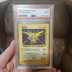  1999 POKEMON BASE SET UNLIMITED #16 ZAPDOS-HOLO PSA 9  - Image 1