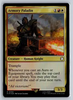 Magic the Gathering MTG Fallout Foil #93 Armory Paladin Rare Creature - Image 1