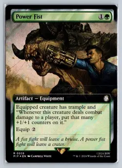 MTG Fallout Extended Art Surge Foil #928 Power Fist Rare Artifact Equipment - Image 1