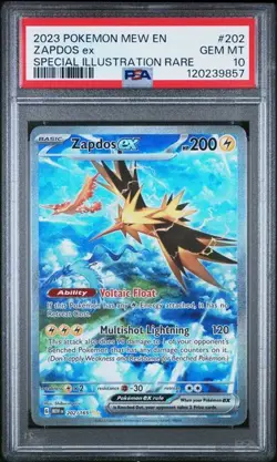 PSA 10 GEM MINT Zapdos ex 202/165 Sv: Scarlet & Violet 151 Holo Pokemon - Image 1