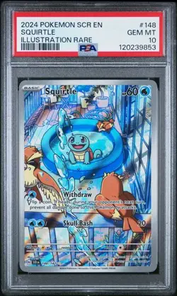 PSA 10 GEM MINT Squirtle 148/142 Sv07: Stellar Crown Holo Pokemon - Image 1