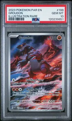 PSA 10 GEM MINT Groudon 199/182 SV04: Paradox Rift Holo Pokemon - Image 1