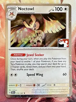 Play! Pokemon Noctowl Cosmo Holo STAMPED Prize Pack Card #115/142 NM ✨ - Image 1