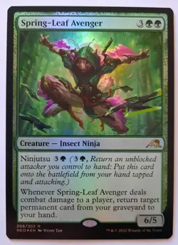 MTG Kamigawa: Neon Dynasty SPRING-LEAF AVENGER 208/302 Rare FOIL M/NM - Image 1