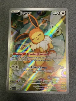Eevee 173 BLACK STAR PROMO Pokemon Center STAMP Prismatic Evolutions HOLO NM - Image 2